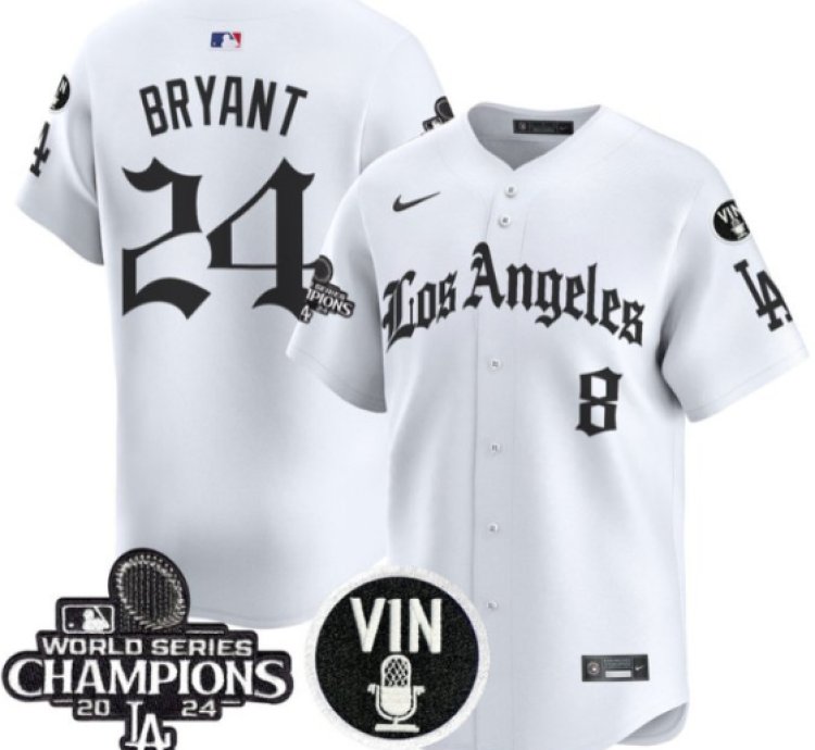 Kobe Bryant Jersey 24 Dodgers 2025 La Gothic Style Vapor Premier Limited Stitched White