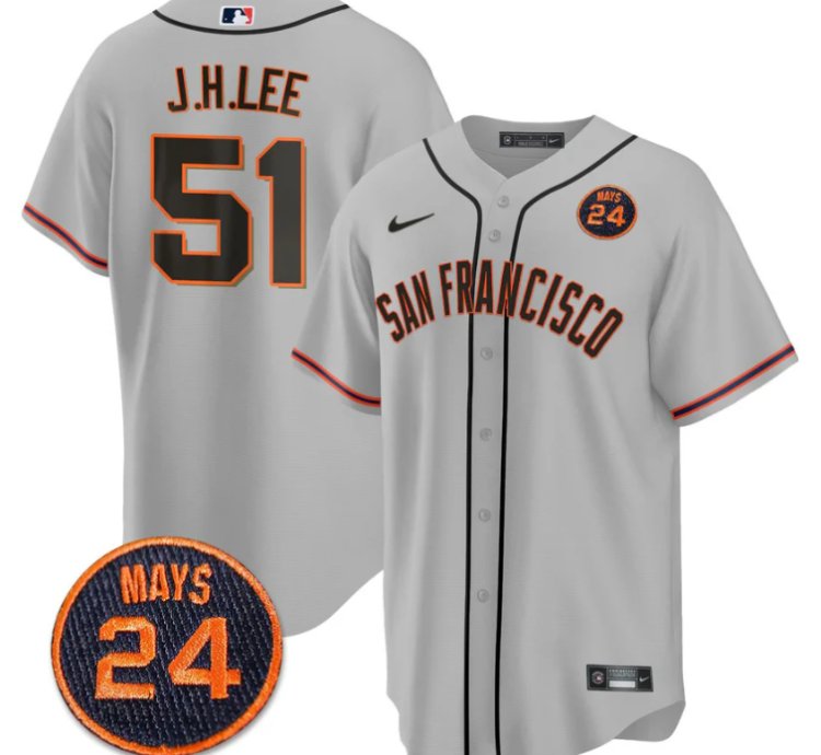 Jung-hoo Lee Jersey 51 San Francisco Giants 24 Willie Mays Patch 2024 Premier Gray