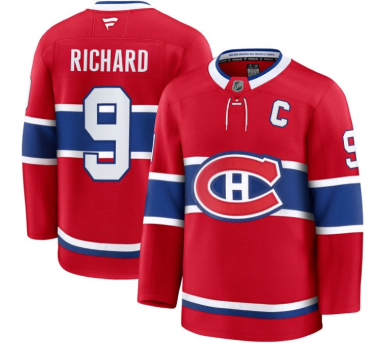 Maurice Richard Jersey 9 Montreal Canadiens Timeless Premium Stitched 2025 Home