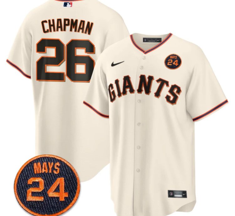 Matt Chapman Jersey 26 San Francisco Giants 24 Willie Mays Patch 2024 Vapor Premier Cream Home