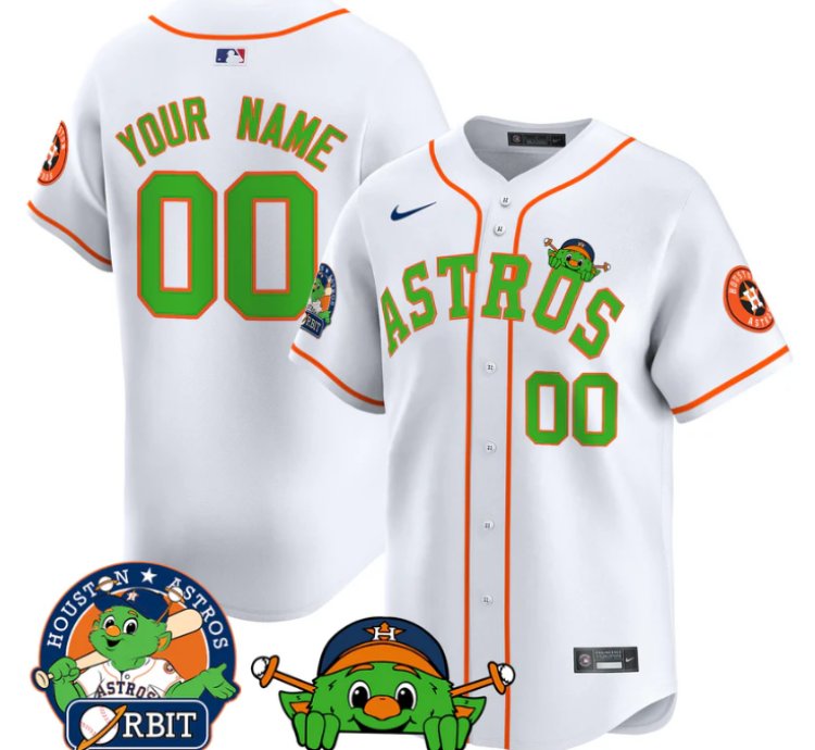 Custom Astros Jersey Name Number Orbit Patch Vapor Premier Limited V3 Stitched White