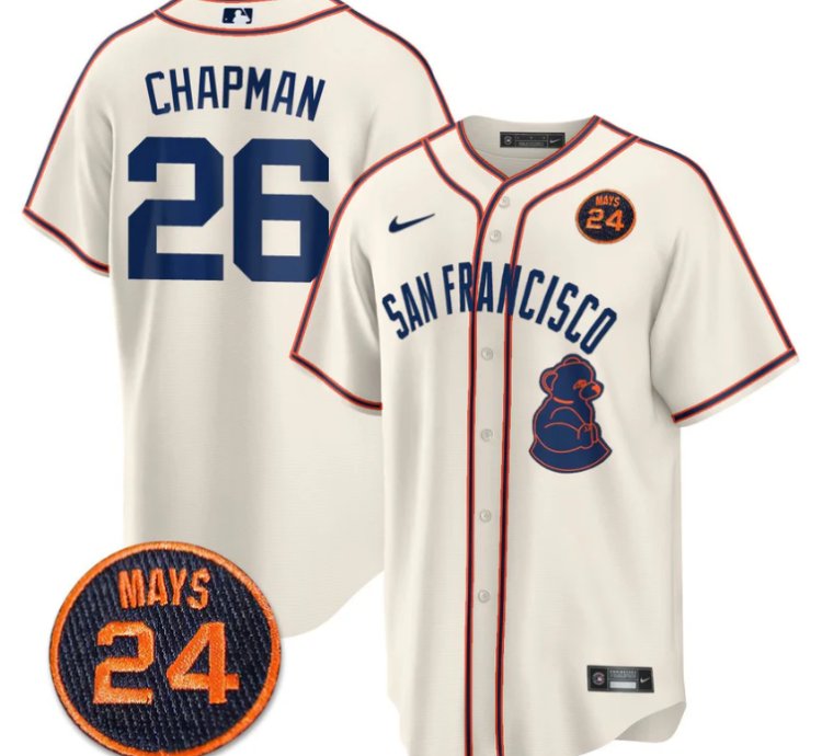 Matt Chapman Jersey 26 San Francisco Giants 24 Willie Mays Patch 2024 Vapor Premier Cream