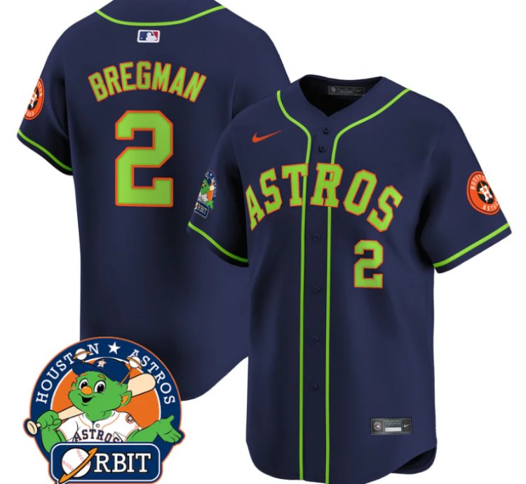 Alex Bregman Jersey 2 Astros Orbit Patch Vapor Premier Limited V2 Stitched Navy