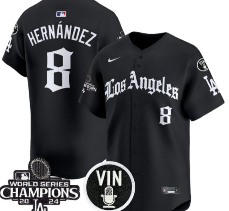 Kike Hernandez Jersey 8 Dodgers 2025 La Gothic Style Vapor Premier Limited Stitched Black