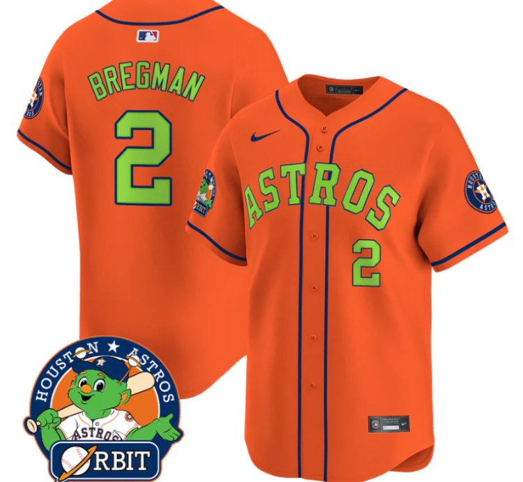 Alex Bregman Jersey 2 Astros Orbit Patch Vapor Premier Limited V2 Stitched Orange