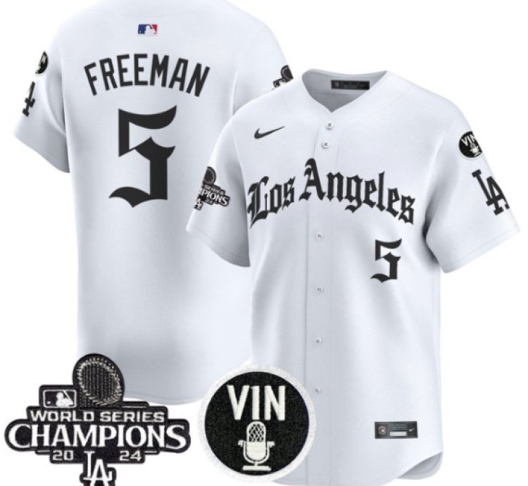 Freddie Freeman Jersey 5 Dodgers 2025 La Gothic Style Vapor Premier Limited Stitched White