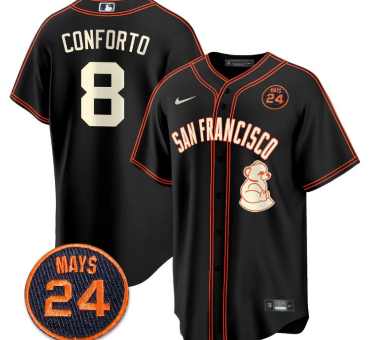 Michael Conforto Jersey 8 San Francisco Giants 24 Willie Mays Patch 2024 Premier Black Limited
