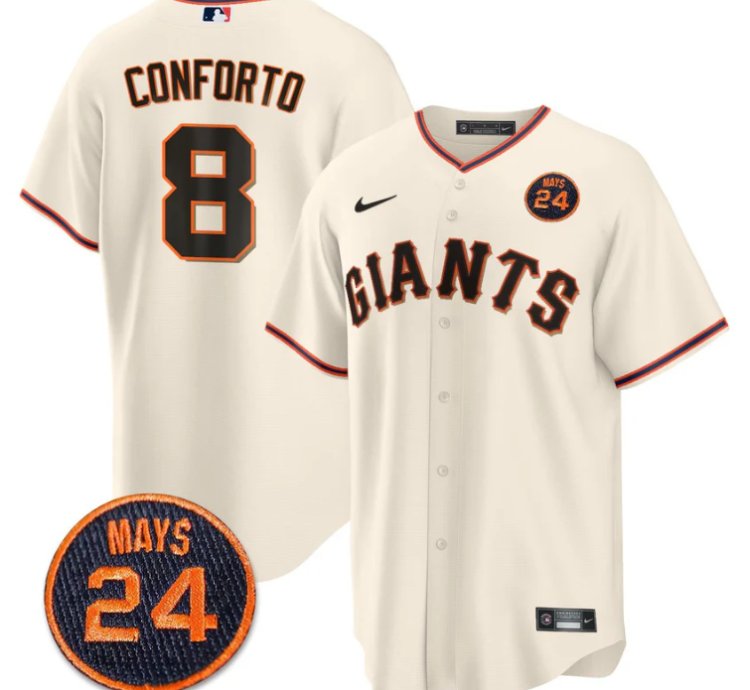 Michael Conforto Jersey 8 San Francisco Giants 24 Willie Mays Patch 2024 Premier Cream Home