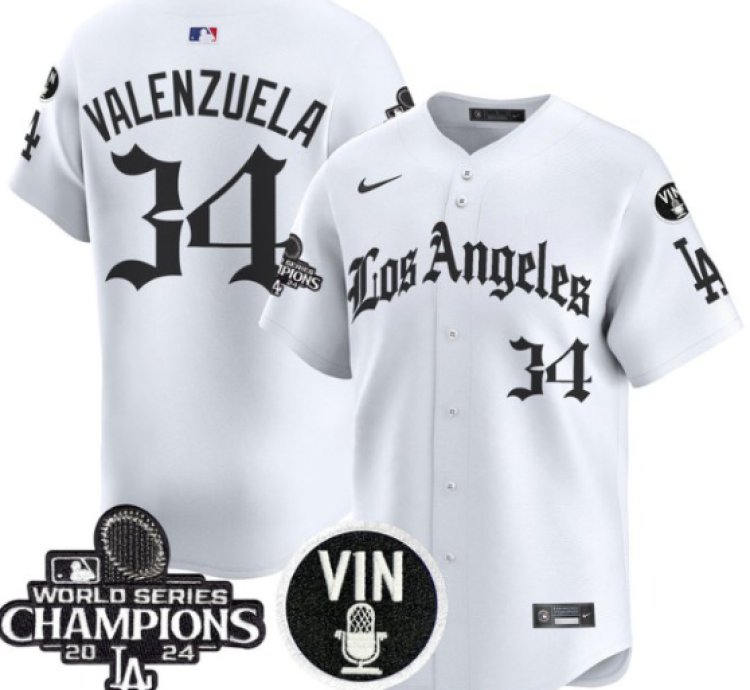 Fernando Valenzuela Jersey 34 Dodgers 2025 La Gothic Style Vapor Premier Limited Stitched White
