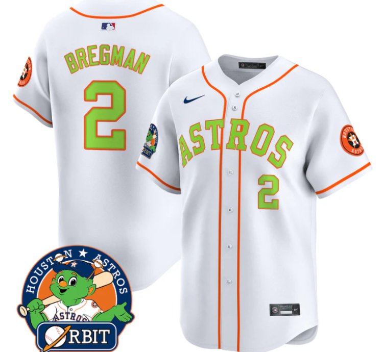 Alex Bregman Jersey 2 Astros Orbit Patch Vapor Premier Limited V2 Stitched White