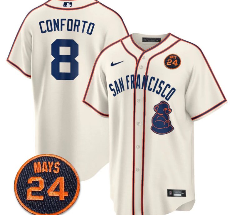 Michael Conforto Jersey 8 San Francisco Giants 24 Willie Mays Patch 2024 Premier Cream