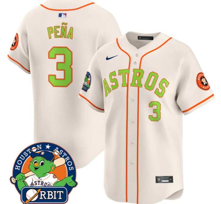 Jeremy Pena Jersey 3 Astros Orbit Patch Vapor Premier Limited V2 Stitched Cream