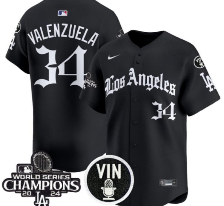 Fernando Valenzuela Jersey 34 Dodgers 2025 La Gothic Style Vapor Premier Limited Stitched Black