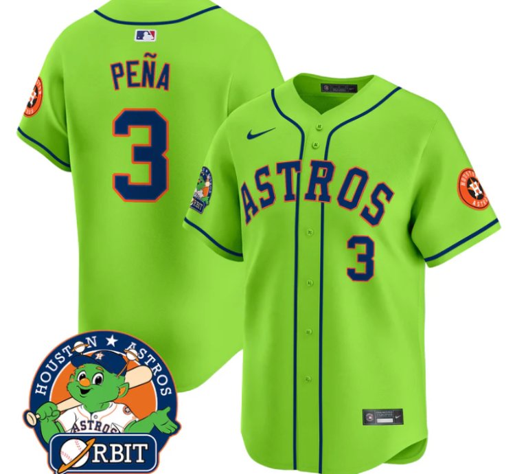 Jeremy Pena Jersey 3 Astros Orbit Patch Vapor Premier Limited V2 Stitched Green