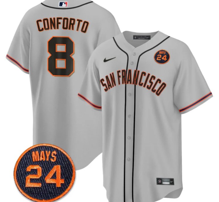 Michael Conforto Jersey 8 San Francisco Giants 24 Willie Mays Patch 2024 Premier Gray
