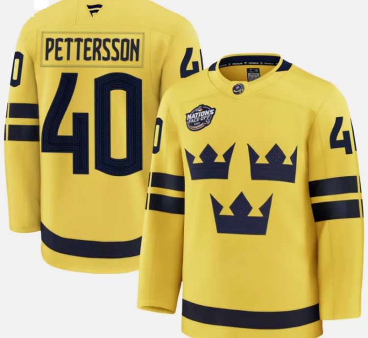 Elias Petterssonjersey 40 Sweden Yellow 2025 4 Nations Face-off Stitched