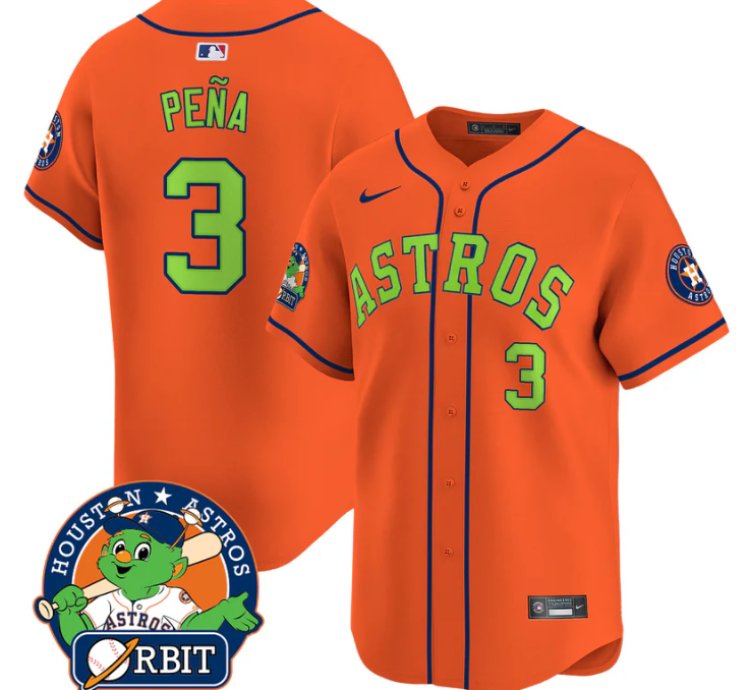 Jeremy Pena Jersey 3 Astros Orbit Patch Vapor Premier Limited V2 Stitched Orange