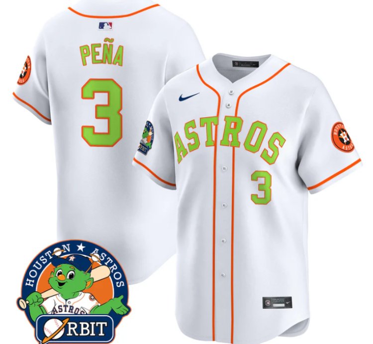 Jeremy Pena Jersey 3 Astros Orbit Patch Vapor Premier Limited V2 Stitched White