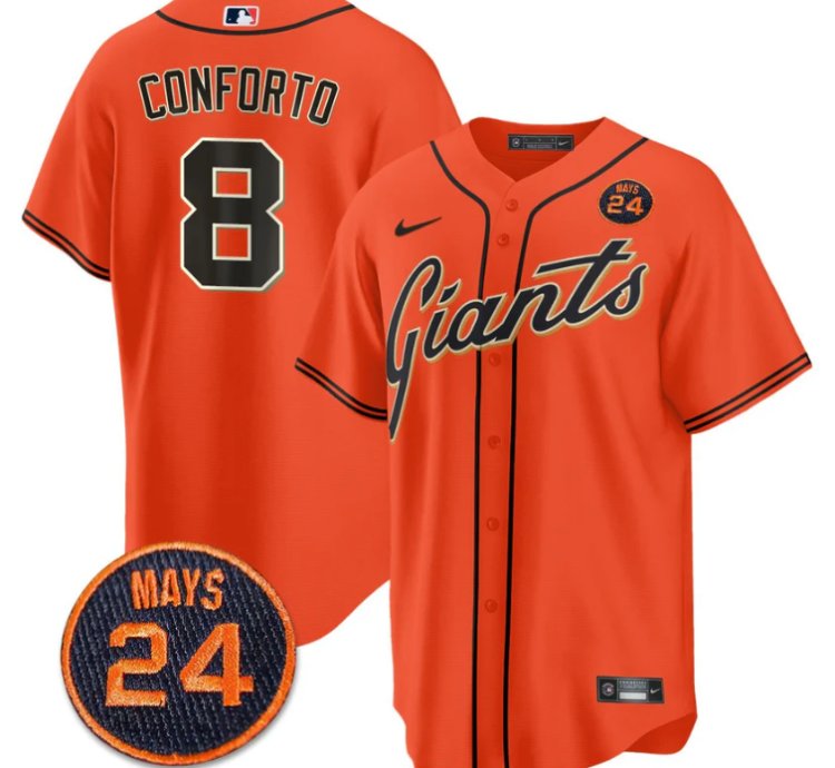 Michael Conforto Jersey 8 San Francisco Giants 24 Willie Mays Patch 2024 Premier Orange