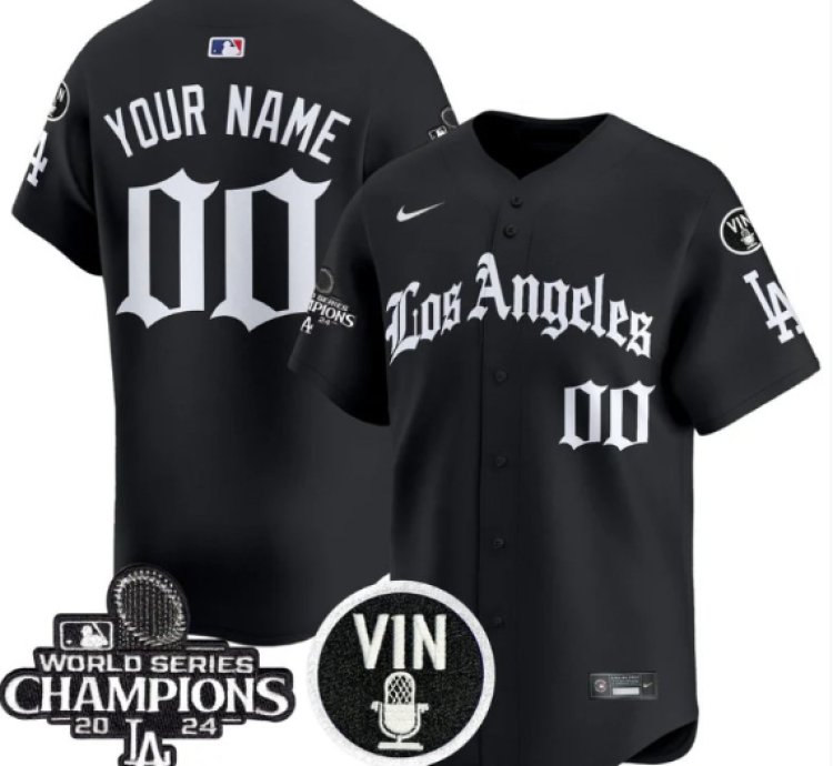 Custom Dodgers Jersey Name Number 2025 La Gothic Style Vapor Premier Limited Stitched Black