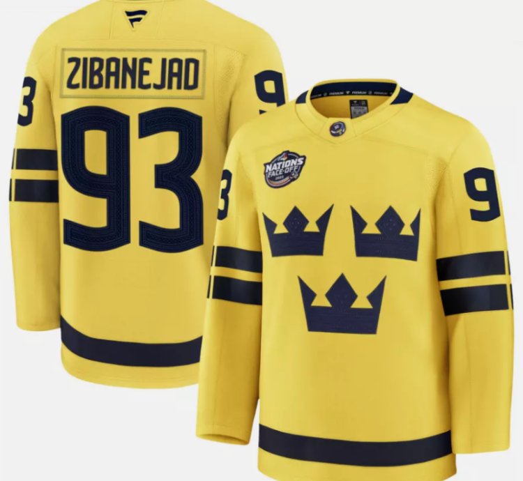 Mika Zibanejad Jersey 93 Sweden Yellow 2025 4 Nations Face-off Stitched