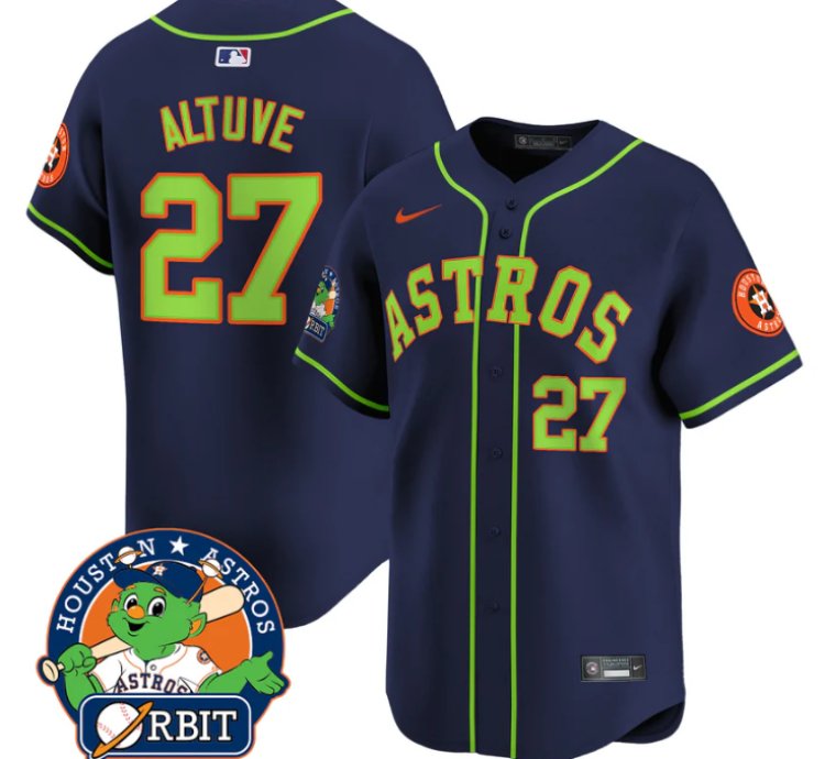 José Altuve Jersey 27 Astros Orbit Patch Vapor Premier Limited V2 Stitched Navy
