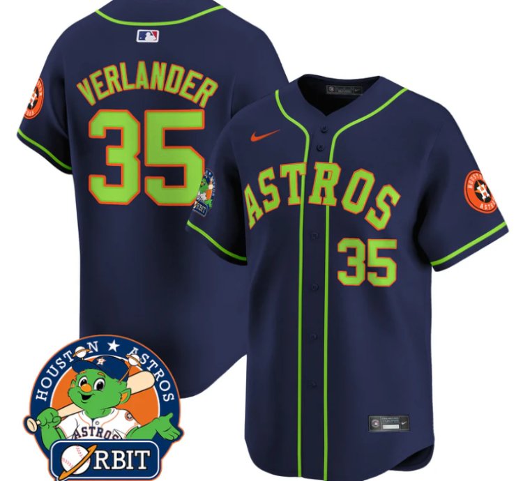 Justin Verlander Jersey 35 Astros Orbit Patch Vapor Premier Limited V2 Stitched Navy
