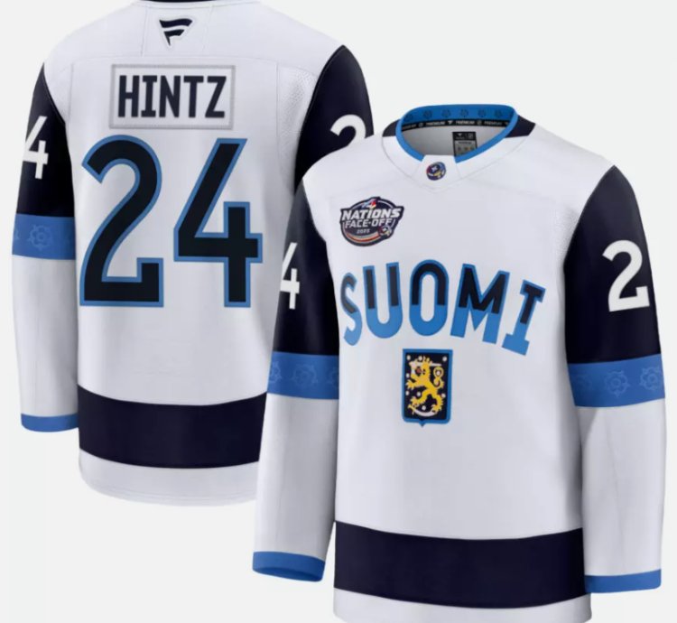 Roope Hintz Jersey 24 Finland White 2025 4 Nations Face-off Stitched