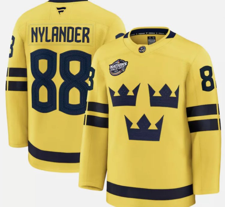 William Nylander Jersey 88 Sweden Yellow 2025 4 Nations Face-off Stitched