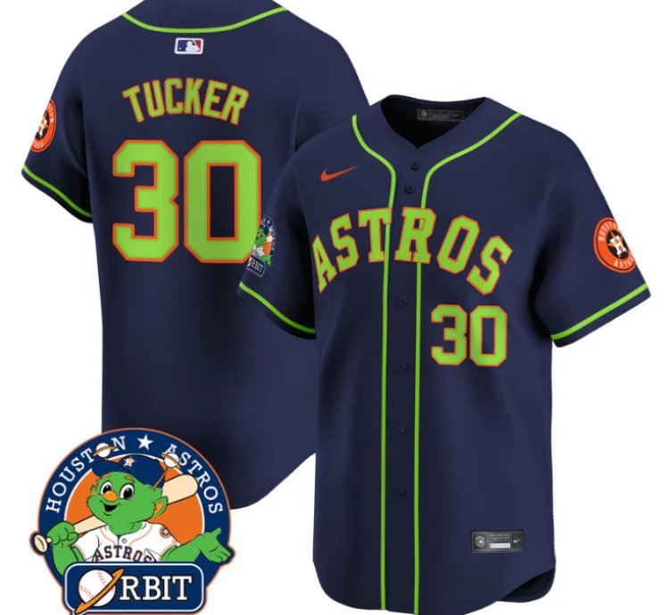 Kyle Tucker Jersey 30 Astros Orbit Patch Vapor Premier Limited V2 Stitched Navy