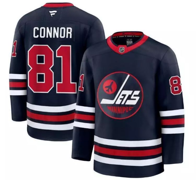 Custom Kyle Connor Jets Jersey - Alternate Navy All Stitched