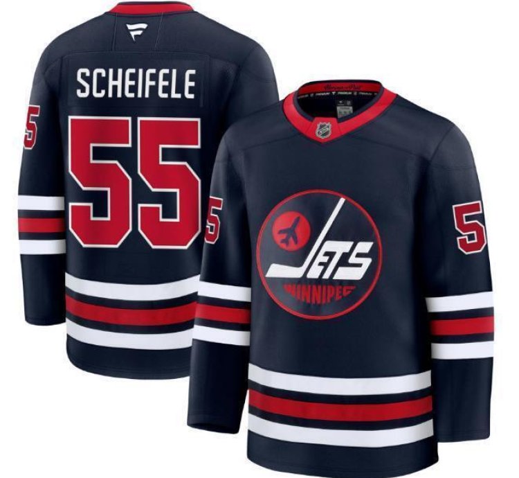 Custom Mark Scheifele Jets Jersey - Alternate Navy All Stitched
