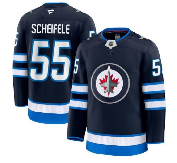Custom Mark Scheifele Jets Jersey - Navy All Stitched
