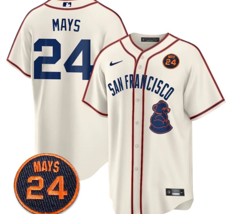 Willie Mays Jersey 24 San Francisco Giants 24 Mays Patch 2024 Vapor Premier Limited Cream
