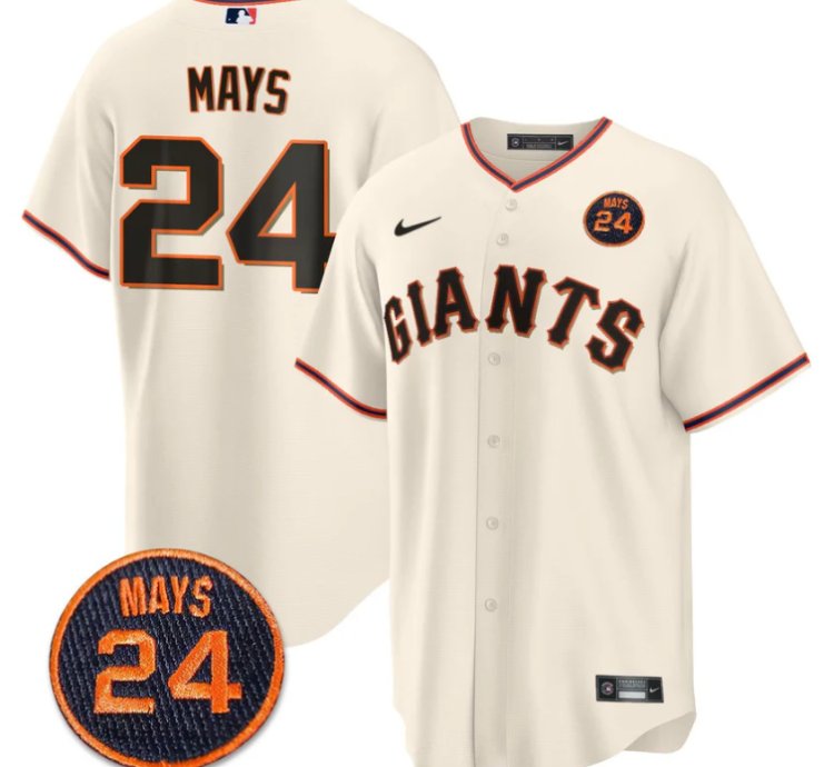 Willie Mays Jersey 24 San Francisco Giants 24 Mays Patch 2024 Vapor Premier Limited Cream Home