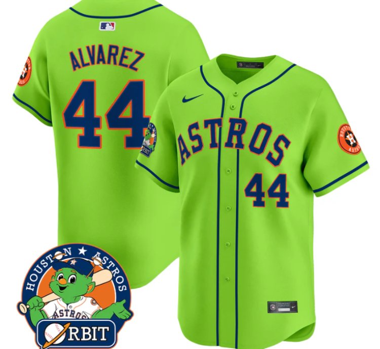 Yordan Álvarez Jersey 44 Astros Orbit Patch Vapor Premier Limited V2 Stitched Green