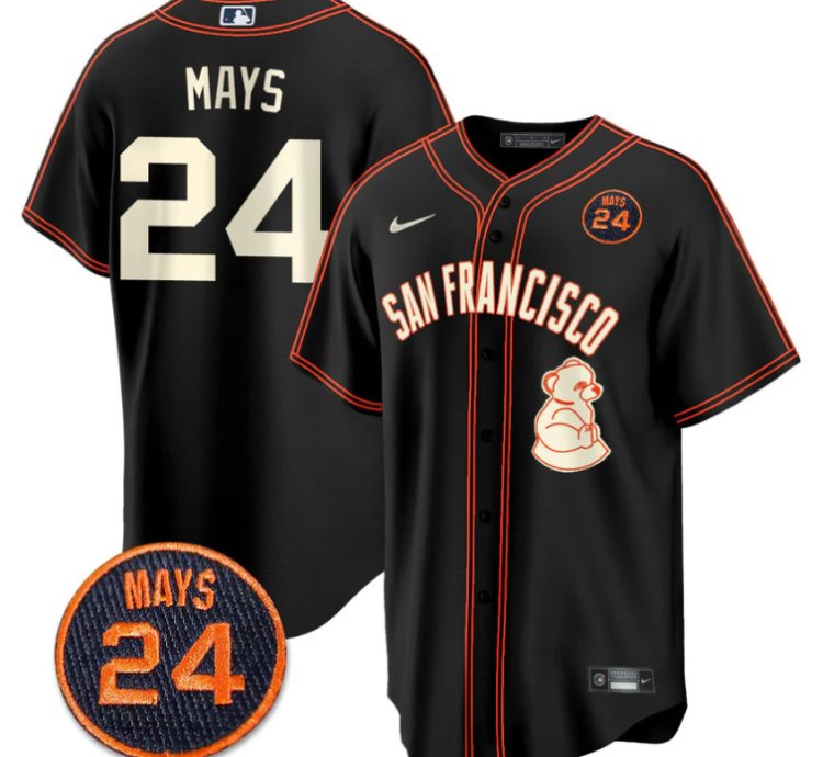 Willie Mays Jersey 24 San Francisco Giants 24 Mays Patch 2024 Vapor Premier Limited Black Limited
