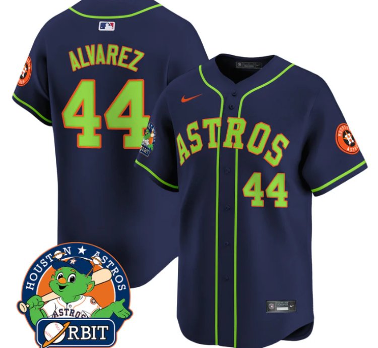 Yordan Álvarez Jersey 44 Astros Orbit Patch Vapor Premier Limited V2 Stitched Navy