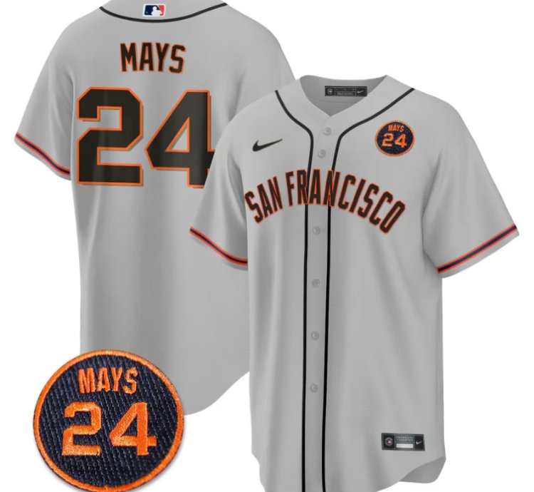 Willie Mays Jersey 24 San Francisco Giants 24 Mays Patch 2024 Vapor Premier Limited Gray