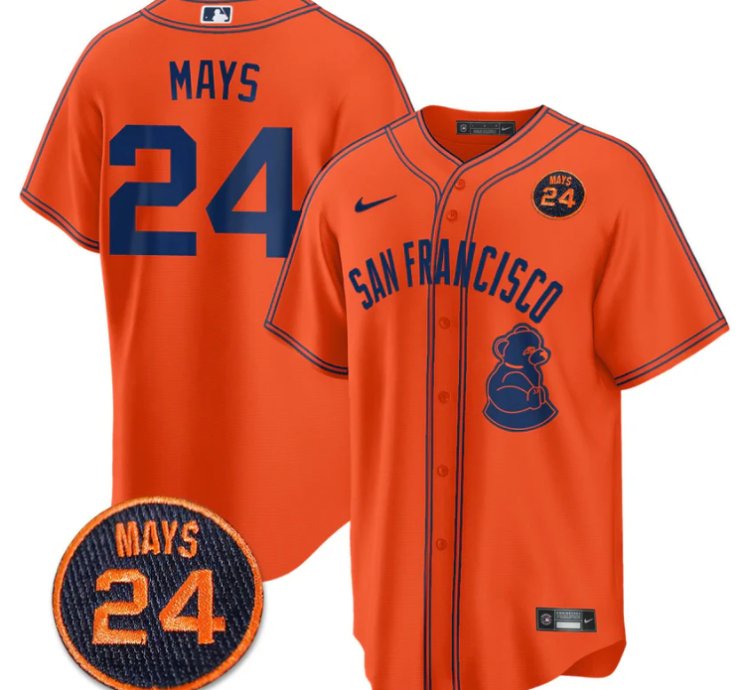 Willie Mays Jersey 24 San Francisco Giants 24 Mays Patch 2024 Vapor Premier Limited Orange Limited