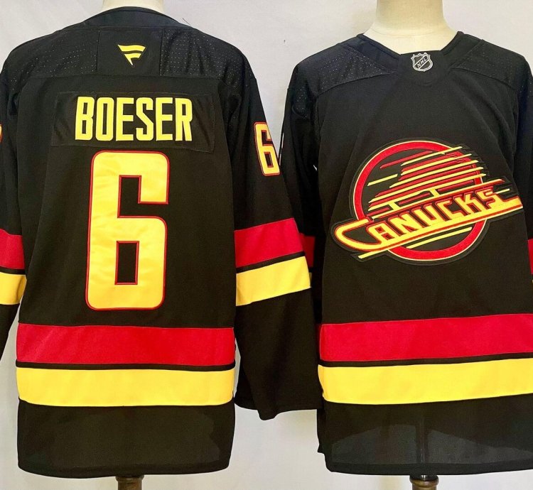 Custom Brock Boeser Canucks Black Jersey All Stitched