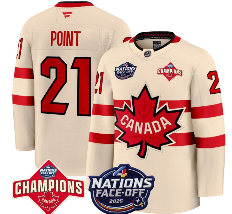 Mens Brayden Point Jersey 21 Canada 4 Nations Face-off 2025 Champions Cream