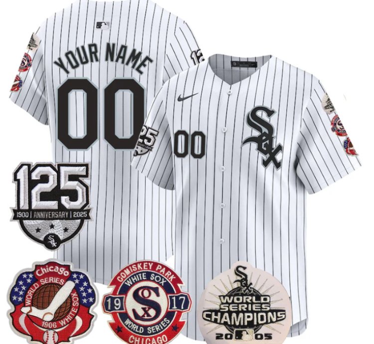 Custom Chicago White Sox Jersey 125th Anniversary World Series Champions Stitched White