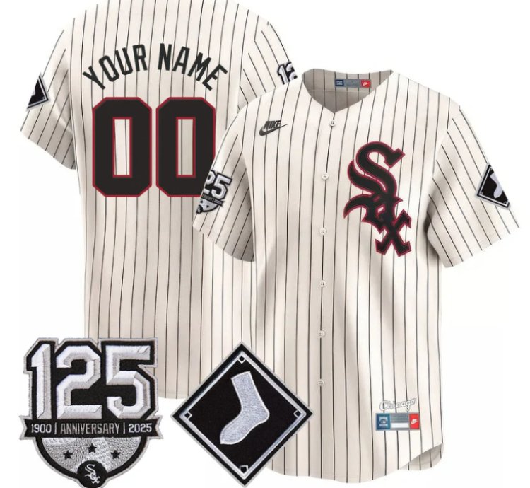 Custom Chicago White Sox Jersey Name Number 125th Anniversary Stitched Cream
