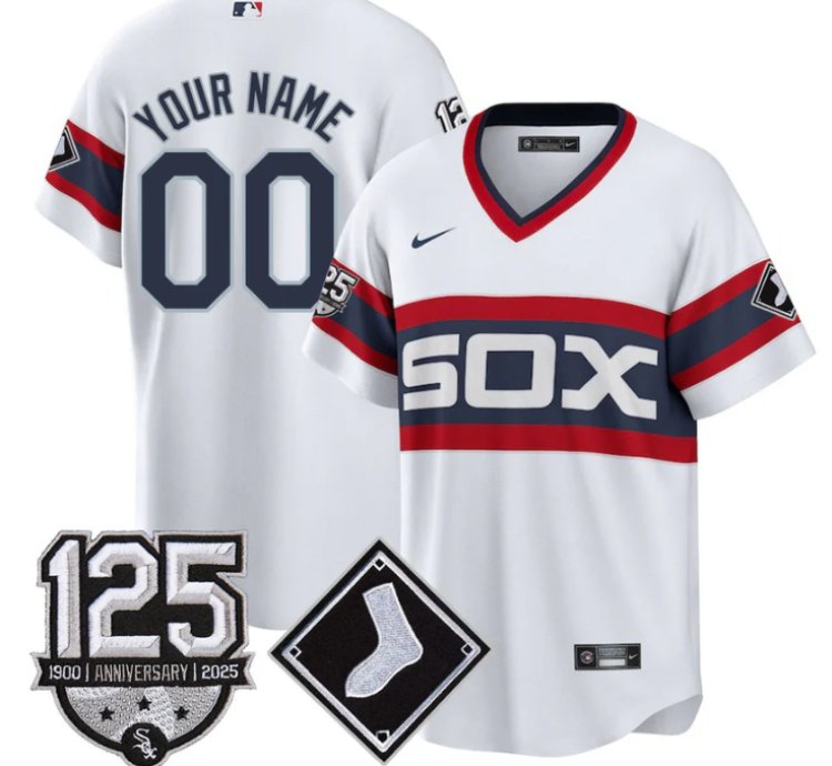 Custom Chicago White Sox Jersey Name Number 125th Anniversary Stitched White 1983