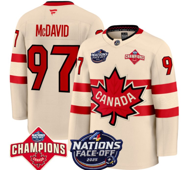 Mens Connor Mcdavid Jersey 97 Canada 4 Nations Face-off 2025 Champions Cream