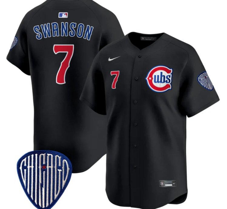 Dansby Swanson Jersey 7 Chicago Cubs Blue Alternate Vapor Premier Limited Stitched Black