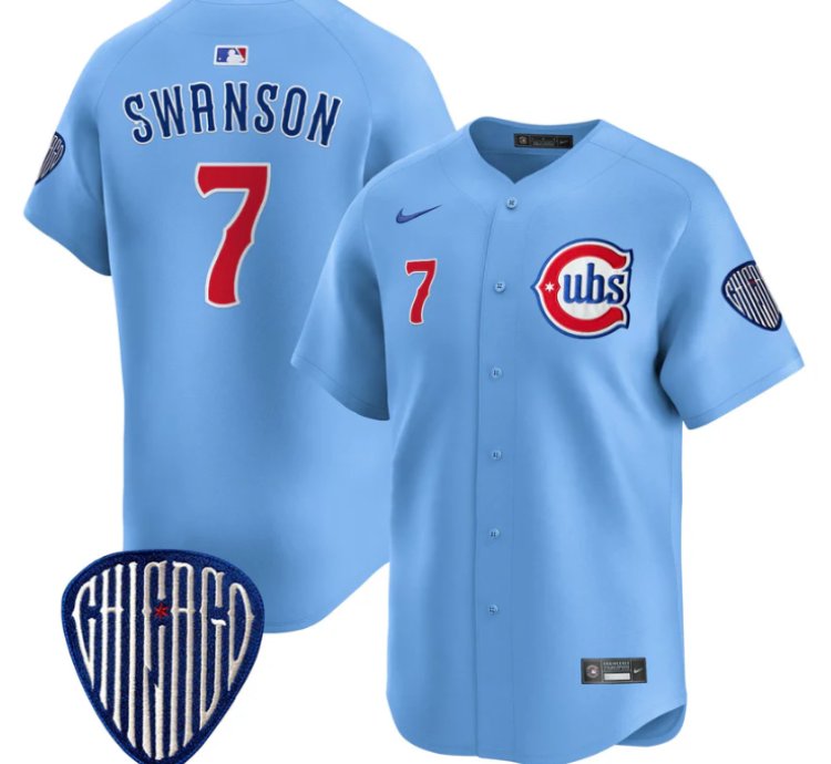 Dansby Swanson Jersey 7 Chicago Cubs Blue Alternate Vapor Premier Limited Stitched Blue