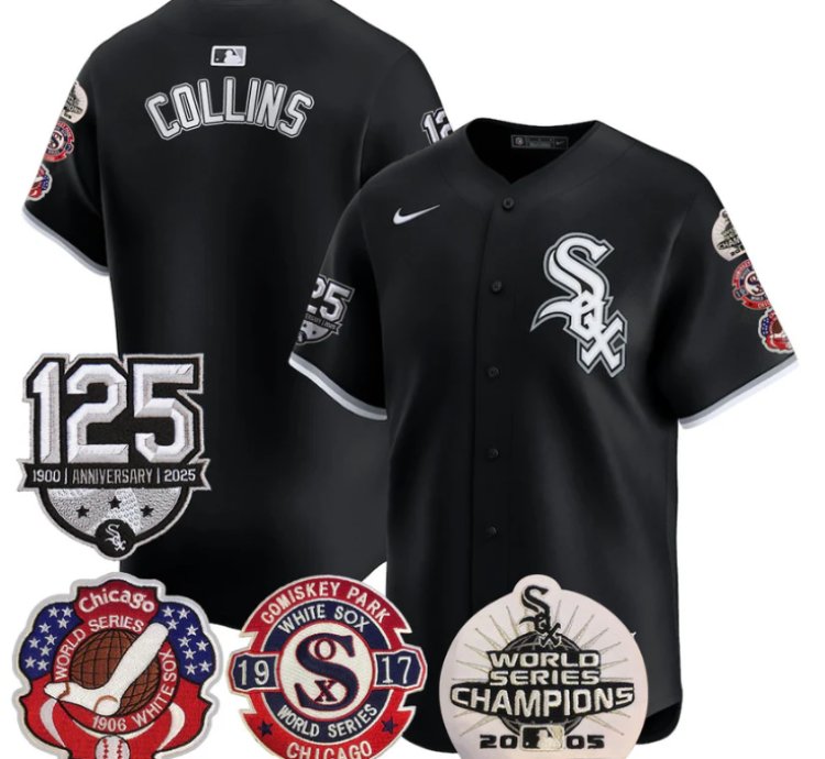 Eddie Collins Jersey Chicago White Sox 125th Anniversary World Series Champions Black