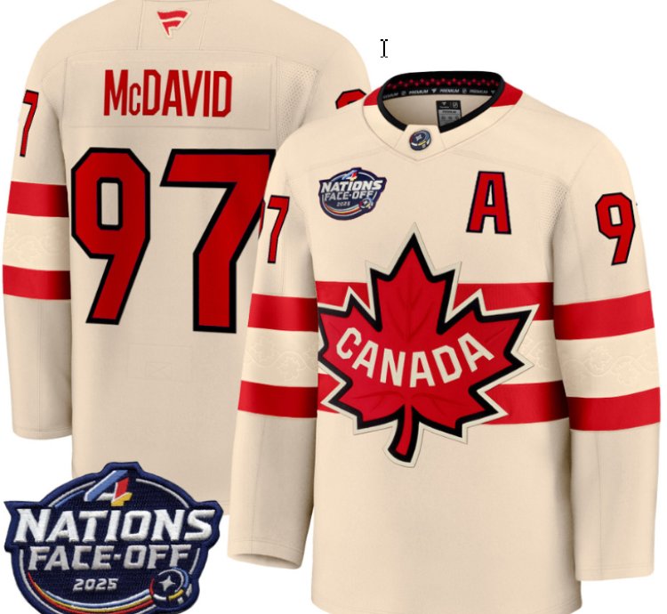 Mens Connor Mcdavid Jersey 97 Canada 4 Nations Face-off 2025 Stitched Cream